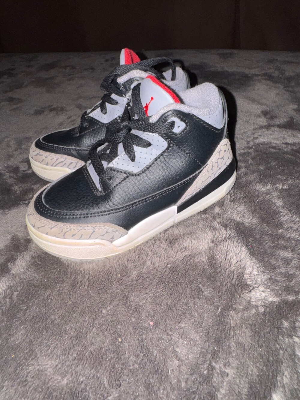 Nike Air Jordan 3 Sneakers Size 8C Black Elephant Print Kids Shoes